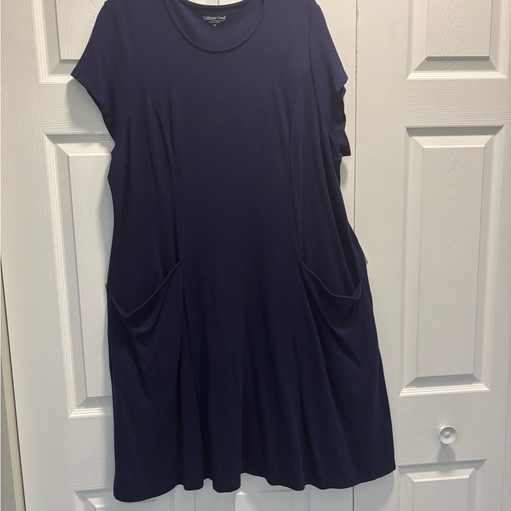 Coldwater Creek Navy Blue Destinations Dress